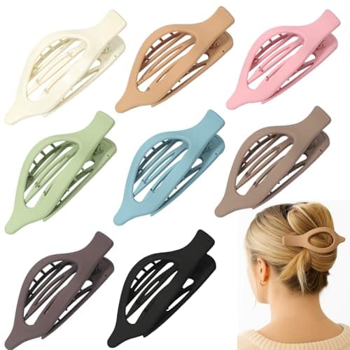YTQDSS 8PCS Flat Hair Claws Matte Non-Slip Clips for Women, Strong Hold Hair Accessories for All Hair Types, Daily Wedding Party Date Beach Use (Style4(Oval)) - Image 1