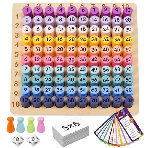 BUZIFU Wooden Montessori Multiplication Board Game: Math Educational Toys Multiplication Table Board Game Montessori Math Manipulatives Toys Toddlers Kids Multiplication Chart Game for Early Education - Image 1