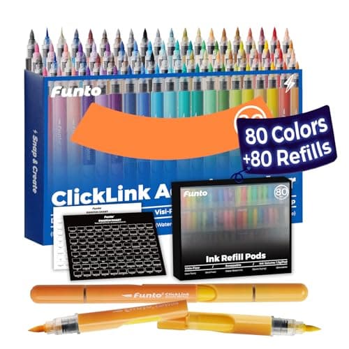 Funto ClickLink Refillable Acrylic Paint Markers, Brush Tip Acrylic Paint Pens with Visible Ink Refills, Custom Dual-Color Snap Design, Quick-Dry Paint Markers for Rock, Wood, Glass, Canvas - Image 1