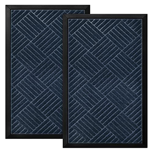 HOMEIDEAS Door Mat Welcome Mats Outdoor, 2 Pack Front Door Mat, Doormat for Entryway, Heavy Duty Rubber Backing Non Slip, Waterproof, Easy Clean Shoe Scraper Mat for Patio Porch Entry 35.4 X 23.6 - Image 1