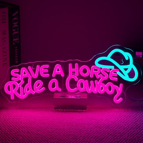 NOSUN Save A Horse Neon Sign Cowboy neon signs for Wall Decor Adjustable Brightness Led Sign LED Colorful Signs Light for Bedroom Home Bar Club Hotel Party Decor - Image 1