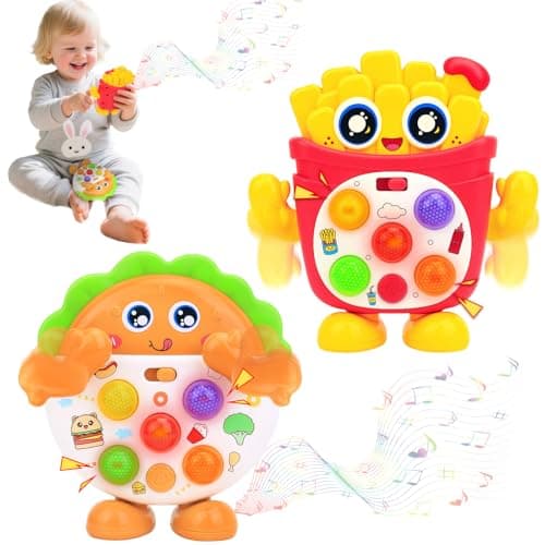 MPQMPQ Musical Toys for Toddlers 1-3, Baby Musical Toys with Music & Sound Effects & 5 Level Quick Push Game, Interactive Light up Baby Toy with Flashing, Birthday Gift for Boy Girl 1 2 3 Year Old - Image 1