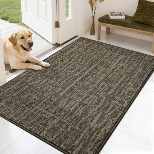 COSY HOMEER-Dirt-Trapper-Door-Mat 32"x48" Non-Slip Entryway Rugs,Washable Welcome Mat,Absorbent Entrance Mats,Low Pile Dog Door Mats for Front Back Doomats and Wet Shoes,Light Brown - Image 1