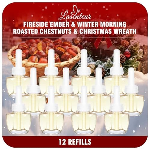 Plug In Air Freshener Refills 12 Pack – Fireside Ember, Winter Morning, Roasted Chestnuts & Christmas Wreath for Bathroom – Compatible with Air Wick & Glade, Not Include Glade Plus - Image 1