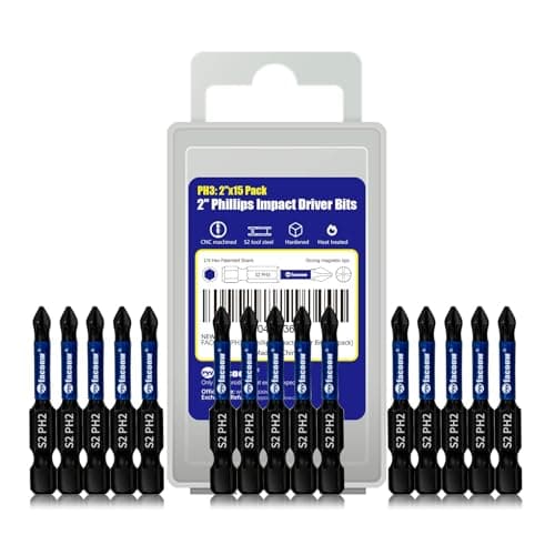 Facoow 15-Pack Phillips Bits #2 Impact, Anti-Slip 2-Inch Magnetic Phillips Head Drill & Screwdriver Bits, PH2 Premium S2 Steel 1/4" Hex Shank for Impact Drivers, Professional & DIY Use - Image 1