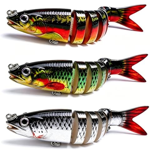 Multi Jointed Swimbait Hard Lure, 5.1in Slow Sinking Fishing Lures with Lifelike Swimming Action, Realistic Bass Fishing Lures for Freshwater, Topwater Lure with Gravity Transfer System for Bass