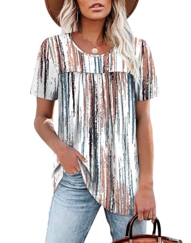 WIHOLL Beach Vacation Clothes Resort Wear for Women 2026 Short Sleeve Shirts Ladies Tops and Blouses Summer OutfitsTshirts Tie Dye Print M - Image 1