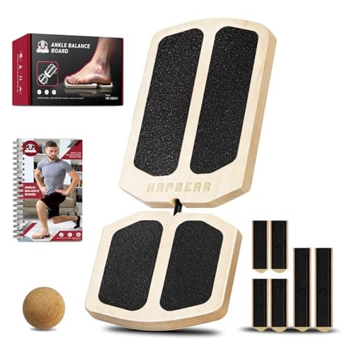 HAPBEAR Balance Board Ankle Strengthener - Single Leg Balance Board Physical Therapy Tool | 80 Configs w/Guide & Massage Ball | Stability Trainer for Home/Gym/Travel (29"x11") - Image 1