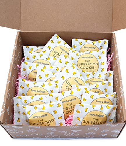 Love + Chew Mini Vegan Cookies, Gluten Free, 3g Plant Based Protein Per Cookie, Healthy Snacks for Adults and Kids, Refined Sugar Free, Individually Wrapped Cookies, Banana Bread, 18 Pack - Image 1