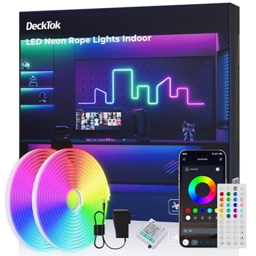 DeckTok Neon Rope Lights Led 65FT - Flexible Led Strip Control with App/Remote Rope Lights Multiple Modes RGB IP65 Waterproof Outdoor Neon Music Sync Gaming Strip for Outdoor Christmas Decorations - Image 1