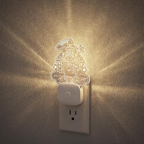 JandCase Castle Kids Night Light, 10 Color Changing, Dusk to Dawn Sensor, Acrylic RGB Nightlight for Kids Girls Bedroom, Gifts for Girls - Image 1