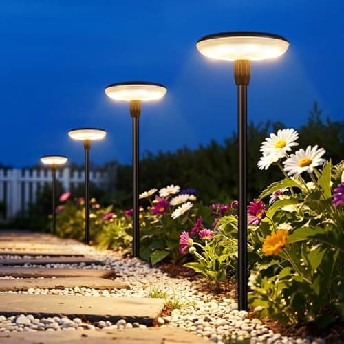 LETMY Solar Pathway Lights Outdoor, 8 Pack Durable Metal Solar Path Lights, Auto On/Off Garden Lights Solar Powered, IP65 Waterproof Solar Lights Outdoor for Landscape, Path, Garden, Patio, Driveway - Image 1