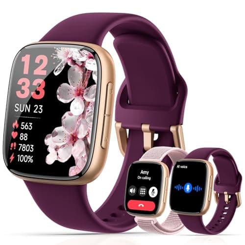Quican Smart Watches for Women, 1.85" HD AMOLED Display, 2 Bands Included, Works with iPhone & Android, 12-Day Battery, 3ATM Waterproof, Bluetooth Call, Health & Fitness Tracker, D-Purple - Image 1