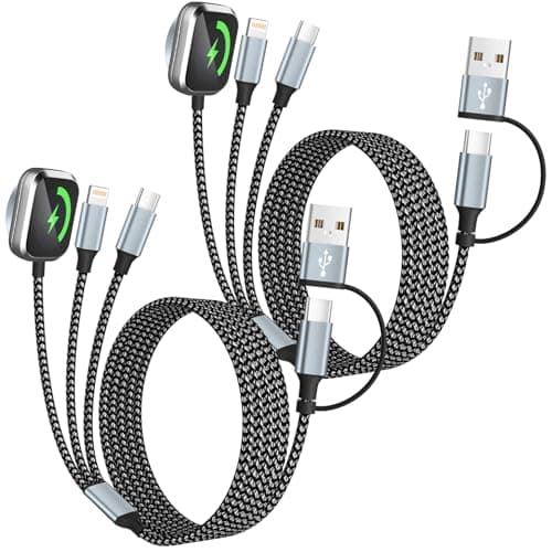 MPATIBY Travel Essentials, 3 in 2 UB A/USB C Cable for Watch Charger, Multi Phone Charging Cable/Cord for All Devices for iWatch Ultra/SE/10-1, Phone16 15 14, Android, iPads, More (2Packs 5FT) - Image 1