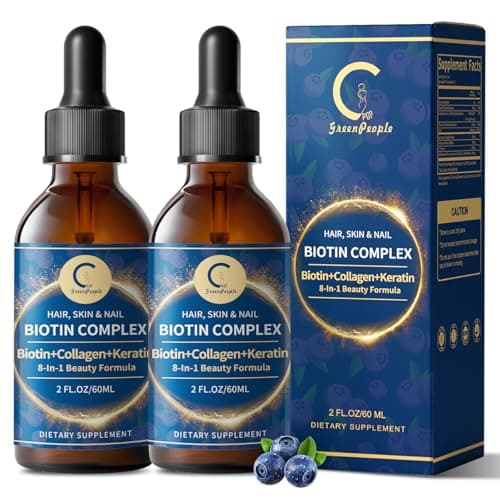 Liquid Biotin & Collagen Drops 20,000mcg--High Potency Hair Growth Vitamin Support - Biotin and Liquid Collagen Supplement for Women & Men - Glowing Skin Support, Healthy Hair & Nail Growth - 4 Fl Oz - Image 1