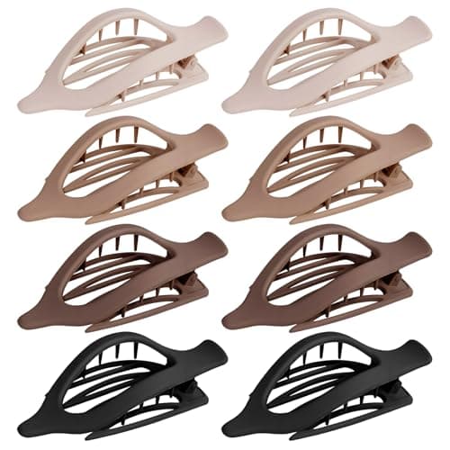 GIRLOLIIAR Flat Hair Claw Clips: 8 Pack 4.5 Inch Neutral Matte French Concord Claw Clips Set for Women with Thick/Thin Hair, Non-Slip Extra Hold Jaw Clips for Lay Down/Drive/Daily Use - Image 1