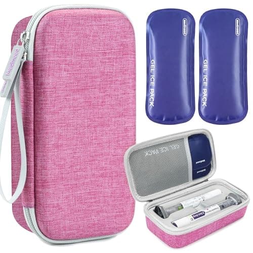 Insulated Cooler Travel Case for Zepbound or Mounjaro Injector Pens,Compact Syringe Box Holder for Trip & Daily Use,TSA Approved Cold Pack, Easy to Clean(Pink,Big) - Image 1