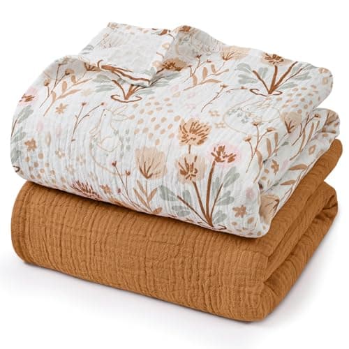 GLLQUEN BABY Muslin Swaddle Blankets,3-Pack Receiving Blankets for Newborn Boys and Girls,Baby Swaddle Blanket Unisex,Whisper of Autumn Fields,Baby Essentials, Registry & Gift, 40 x 38 inches - Image 1