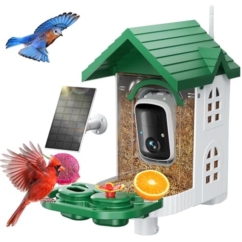 SV3C Bird Feeder with Camera Solar Powered, Smart Camera Bird Feeder with AI Identify BirdSpecies, Instant Alerts, 2K HD Video, Various DIY Addons, 2.4G WiFi, Gift for Mom Dad and Birdlover (Green) - Image 1