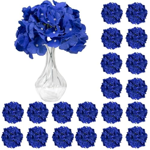 BSMYBO 50pcs Hydrangea Artificial Flowers Royal Blue Faux Hydrangea Flowers Heads with Stems Silk Flowers for Wedding Arch, Table Centerpieces, Home, Garden, Baby Shower, Party Decor - Image 1