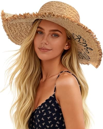 Sun Hats for Women Beach Hats for Women Packable Foldable Wide Brim Womens Sun Hat UPF 80+ - Khaki - Image 1
