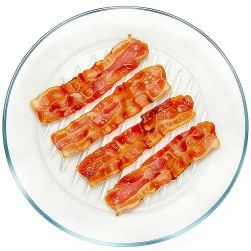 HoPliGhe Microwave Bacon Tray 9.84 Inch - Round Glass Bacon Cooker for Microwave and Oven - Cook 4 Crispy Strips in Minutes, No Mess, Space-Saving Design, Easy Clean - Image 1