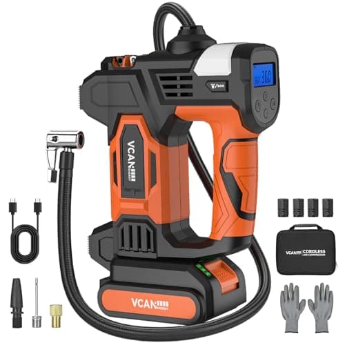 Tire Inflator Portable Air Compressor, 150PSI & 20 V Rechargeable Battery Powered Handheld Air Pump, cordless tire inflator 5X Faster Portable Tire Inflator for Car, Truck, Motorcycle, Bike, Balls