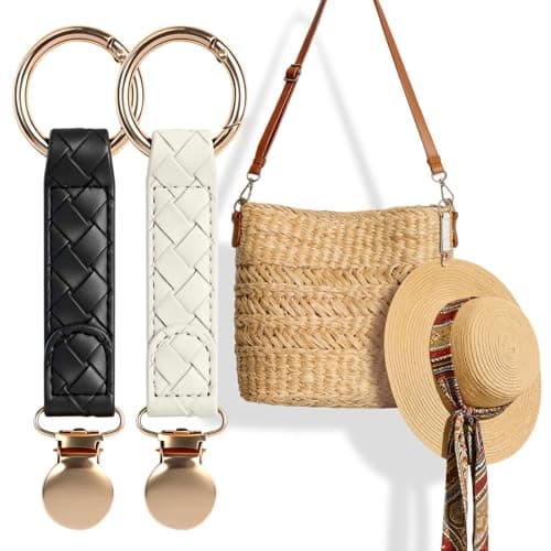 Niveaya Hat Clip for Travel 2Pcs, Sleek Woven Design with Durable Metal Clip, Secure Hat Holder for Straw Sun Hats & Baseball Cap on Bag Purse Backpack Luggage, Chic Beach Cruise Travel Essentials - Image 1