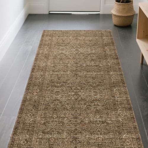 HiChiclife Runner Rug, Traditional Vintage Long Rug for Hallway Kitchen,2'x 8' Brown