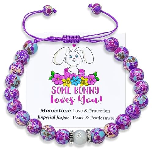 YXOTJHS Easter Basket Stuffers Emperor Stone Bracelets For Girls, Teens, Kids - Easter Gifts For Girls, Teen, Women - With Cute Bunny Card - Image 1