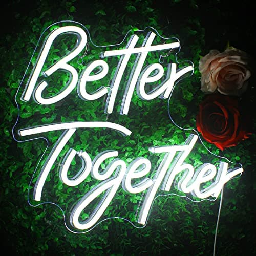 Looklight Better Together Neon Sign Led Lights Decor for Room Wedding White Neon Signs Letters Neon Light for Wall Decor Wedding Engagement Celebrate Party Connectivity - Image 1