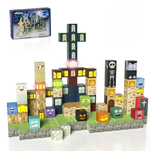 Veecafiodi 137PCS Magnetic Building Blocks with Lights, Magnetic Blocks Building Set for Kids Ages 4-8, STEM Building Toys for Boys Girls, Birthday Gift - Image 1