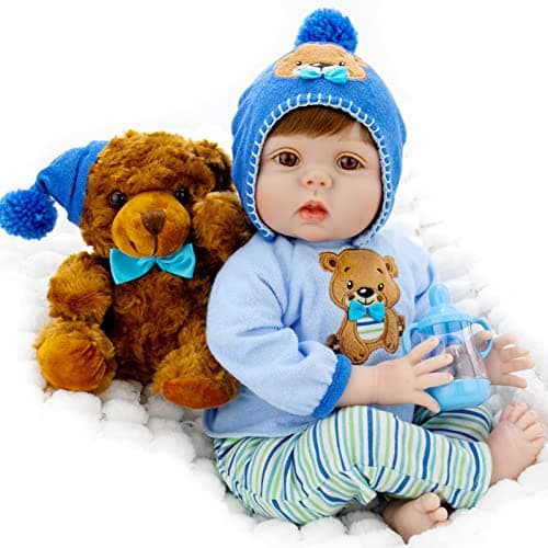 Milidool Lifelike Reborn Baby Dolls -22 Inch Realistic Newborn Soft Body Boy Baby Doll Real Life Baby Dolls with Gift Box Complete Accessories Kids Age 3+ Gifts, Pretend Play, Collection