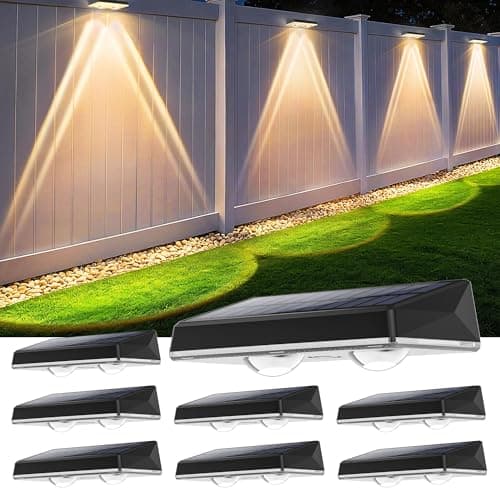 Solar Fence Lights Outdoor - 8 Pack RGB Fence Lights Solar Powered, 7 Color Modes & Warm White, IP67 Waterproof Dusk to Dawn Solar Powered Lights 12+ Hours for Fence/Backyard/Wall/Step/Patio/Deck - Image 1