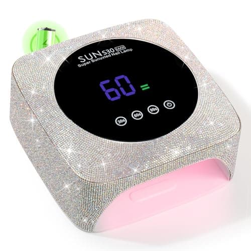 CHRISTINE SHELLY UV Nail Lamp 96W Rechargeable Gel Curing Lamp, Cordless Nail Dryer Gel Polish Light with Large LCD Display, with 3 Timer Setting Auto Sensor for Salon and Home (AB Diamond) - Image 1