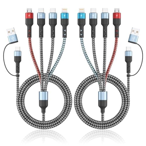 Jogrytece Multi Charging Cable, 6-in-1 USB A/C Cable with Dual Type-C/Lightn-ing/Micro USB, (2Pack 5FT) Multi Chargers Cord for All Devices, Phone Charger Cord for iPhone 17/16/15/14, Galaxy, Android - Image 1
