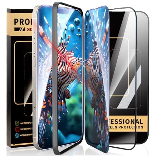 jpyyw 3 Pack for iPhone 16 Pro iPhone 15 iPhone 14 Screen Protector,Tempered Glass Film, 2 HD 1 Anti Spy Privacy with Easy to Install Kit, 6.7 Inch Scratch Resistant, Case Friendly - Image 1