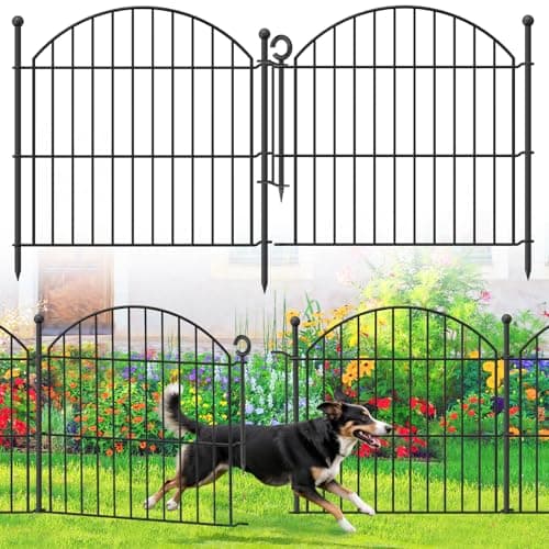 Decorative Garden Fence 24in (H) x10ft (L), 5 Pack No Dig Fence Animal Barrier for Dog with Lock, Arched Flower Bed Edging, Wire Border Panel Fencing for Yard Patio Outdoor Decor - Image 1