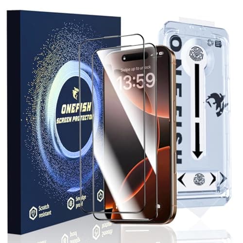 OneFish Full Edge Coverage Tempered Glass Screen Protector for IPhone 12 Pro Max 6.7 inch 2 Pack Edge Reinforcement Self-Aligning Installation, Case Friendly HD Screen Protectors - Image 1
