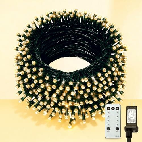 AHAWILL Warm White Christmas Lights Outdoor,50FT 150LED String Lights with 8 Modes,Christmas Tree Lights Indoor Plug in,Waterproof Twinkle Fairy Lights for Party,Classroom,Home Decor - Image 1