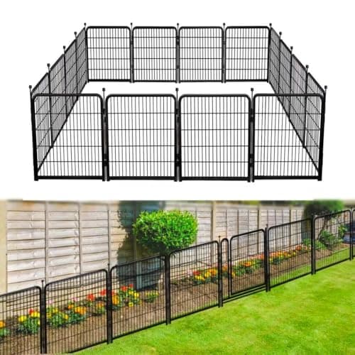 GETLAY 48in(H) Tall Garden Fencing No Door, 12 Panels 26.7 Ft(L) Total Metal Barrier, Dog Fence Outdoor for Yard, Fences for Garden Beds, Fencing Border - Image 1