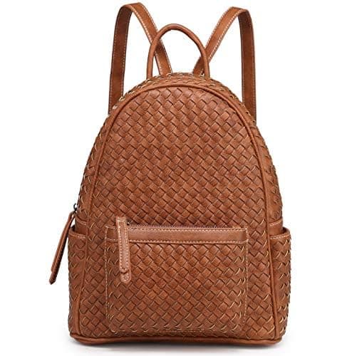 SHOMICO Mini Woven Backpack Purse for Women Trendy Daypacks Stylish Backpack Women's Fashion Handbag for Easter Egg Hunt, Spring Travel Vacation, Easter Gift (Small Camel Woven) - Image 1