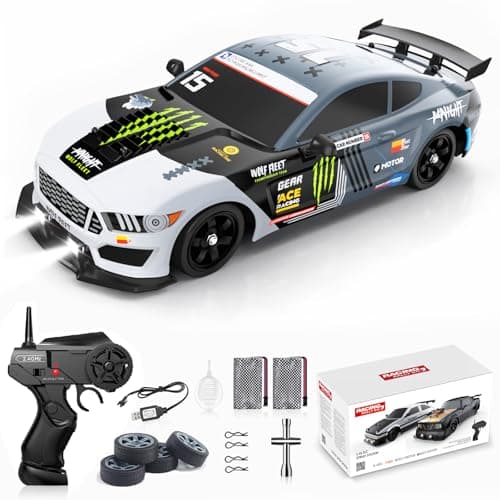 Remote Control Car RC Drift Car 1:16 Scale 4WD 18KM/H High Speed Model Vehicle 2.4GHz with LED Lights Spray Rubber Tire Racing Sport Toy for Adults Boys Girls Kids Gift 2Pcs Rechargeable Batteries - Image 1
