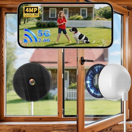 Seeborder 2K Window Camera No Drill Window Cameras,5G & 2.4GHz Indoor Window Security Camera for Home Security with Color Night Vision, Anti-Glare, AI Person & Motion Detection, 24/7 Recording 2Pack - Image 1