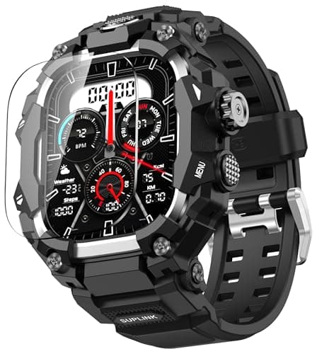 SUPLINK Rugged Case with Band for Apple Watch Ulltra 3 Band/ 1/ Ultra 2, Compatible with 49mm Apple Watch Bands Men, Protective Bumper Cover Screen Protector Kit for iWatch Bands (Silver) - Image 1