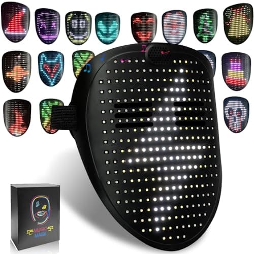 MOYACA Led Mask with Sound Effects and Gesture Sensing, Transforming Light up Music Mask with Voice for Halloween Rave Costume Christmas Cosplay Birthday Masquerade Dj Parties - Image 1