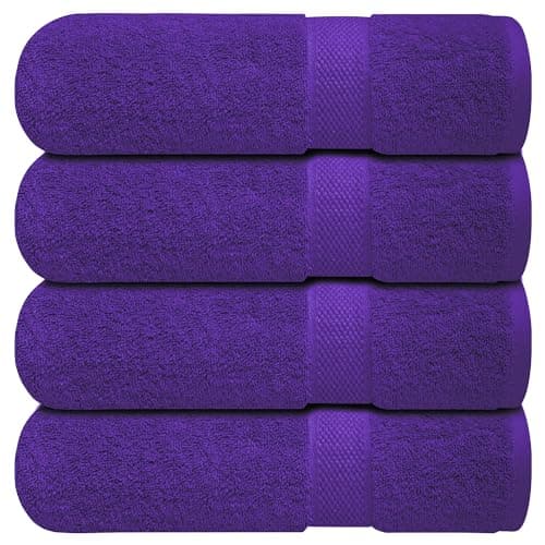 Infinitee Xclusives Luxury 100% Ring-Spun Cotton Bath Towels Set of 4 (27x54 inches) – Soft, Absorbent & Quick-Drying Towels for Bathroom, Gym, Spa & Hotel Use (Profound Purple, Bath Towels) - Image 1