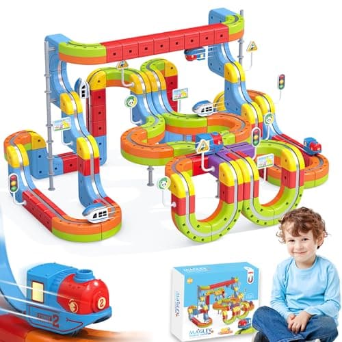 141 PCS klick Rail Electric Train Set with Racer 3D Train, Cube Track Car, STEM Educational Toy for Kids (Ages 3-8), Flexible Race Track for Boys & Girls - Image 1