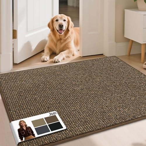 JSEI Dirt Trapper Door Mat 32"x48" Non-Slip Washable Entrance Mat, Dog Doormats, Absorbent & Fade-Resistant Floor Mats, Low Profile Welcome Mats for Entryway, Front Door, and Inside Entrance, Brwon - Image 1