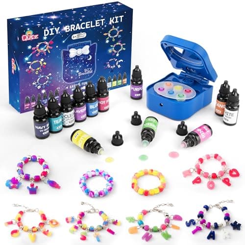 QuTZ Bracelet Making Kit, Making Your Own Beads and Charms with the UV Resins and Curing Station, Design Your Own Kpop & Friendship Bracelets, Jewelry Making Kit for Girls 5+, (12 Glue Set) - Image 1